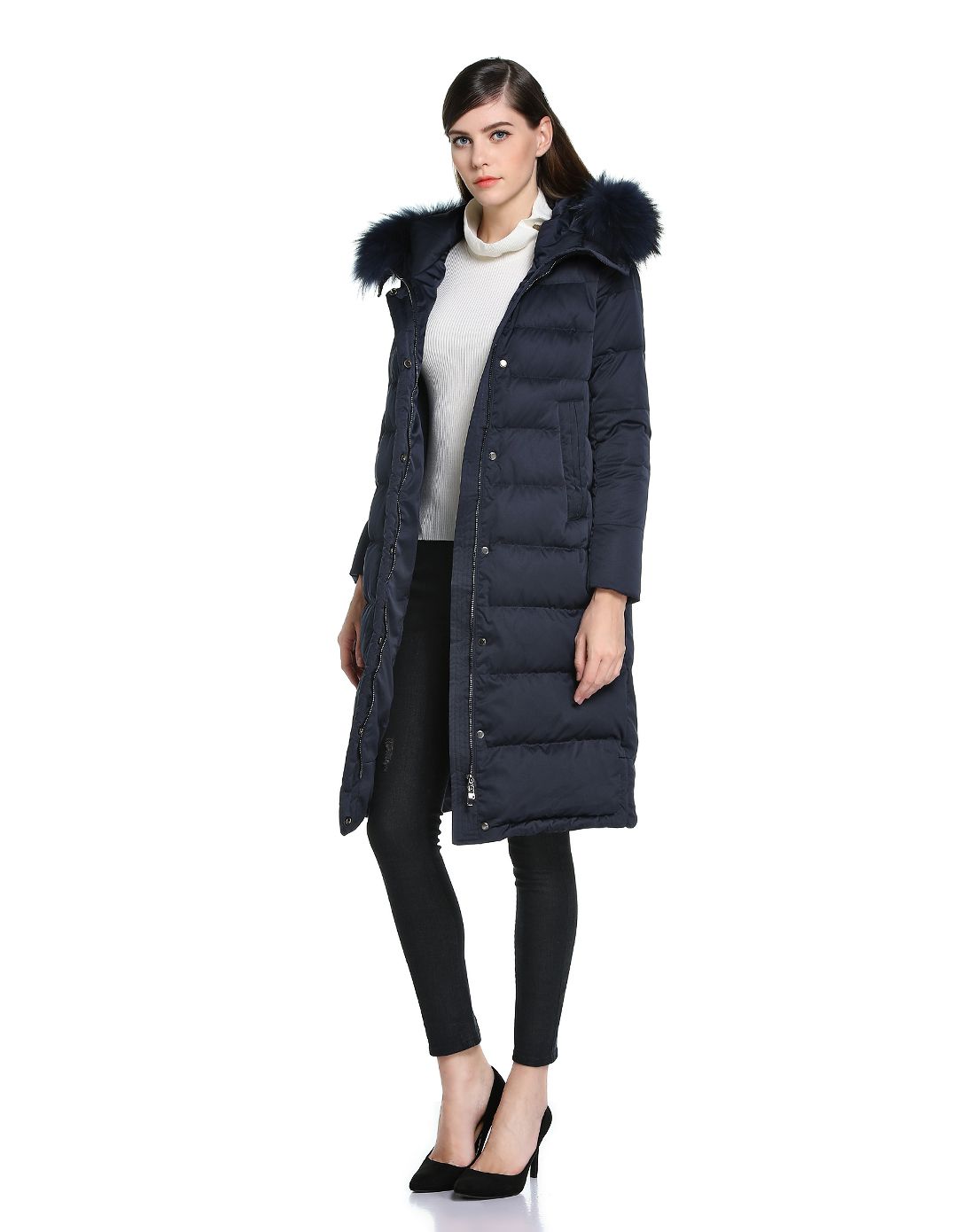 哥弟girdear黑色连帽经典长款长袖羽绒服a400045-4000822-736_唯品会