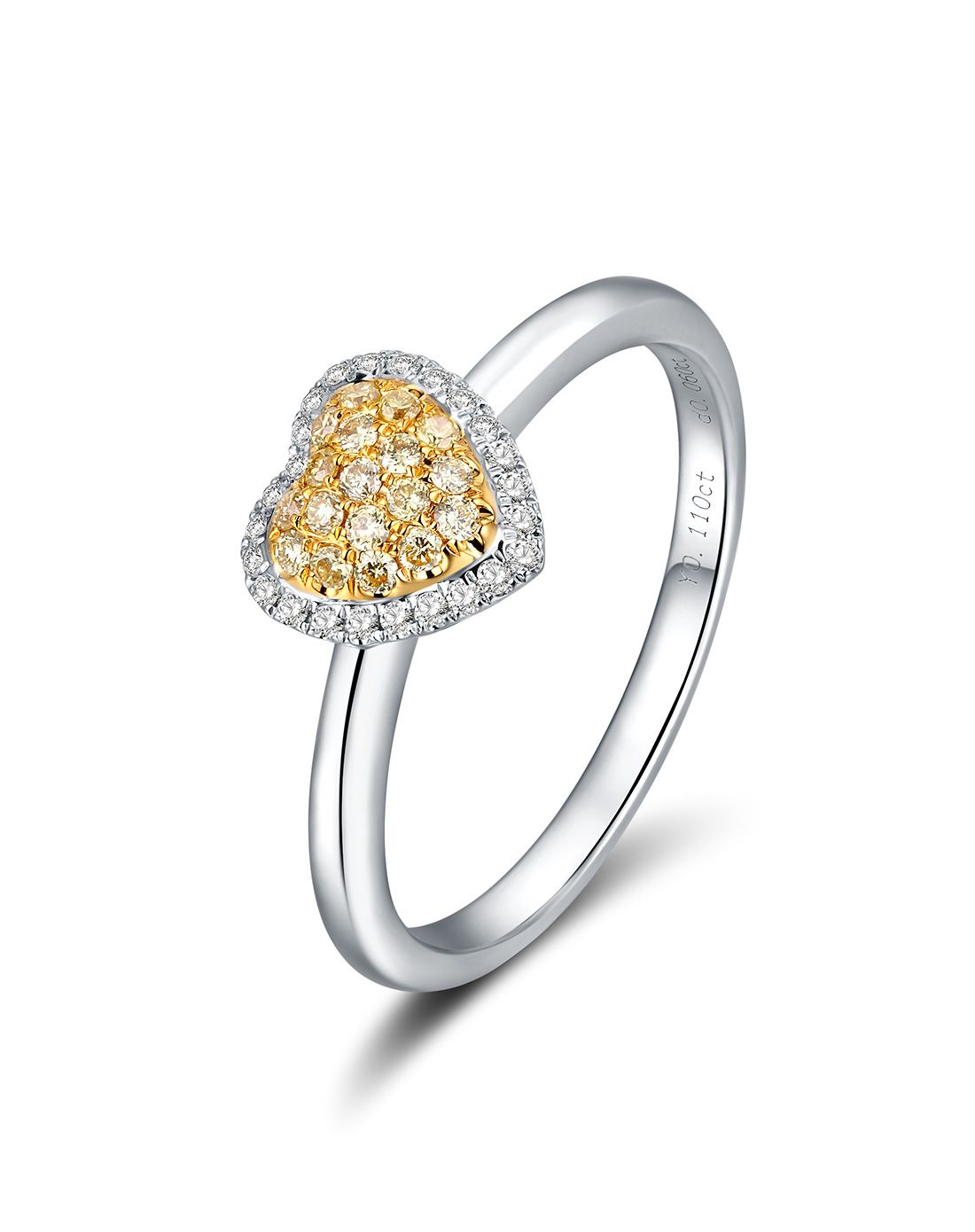 珂兰钻石珠宝专场18k群镶那心形黄钻戒指bklrw029158_唯品会