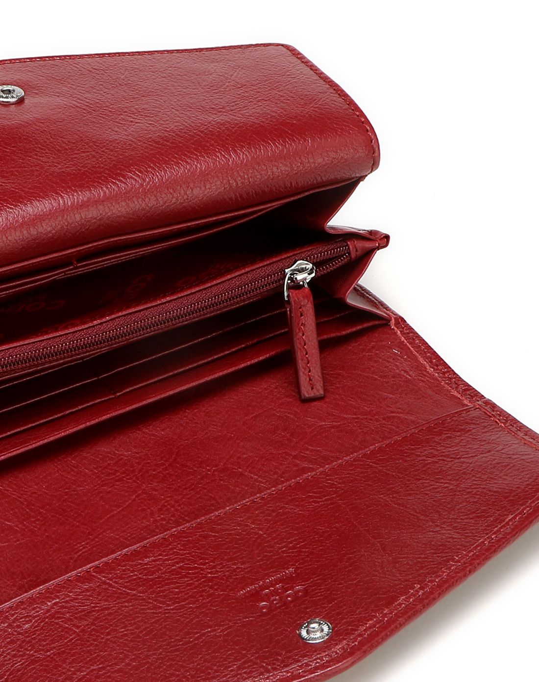 优雅经典印花杏红色pvc配牛皮长款翻盖式钱包