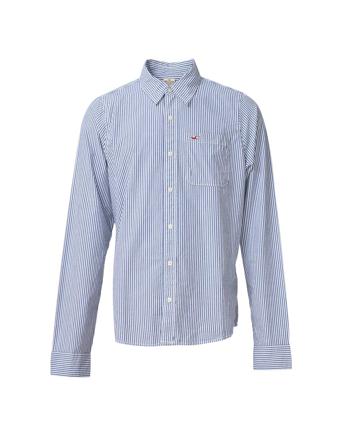 hollister男男款条纹蓝色长袖衬衫3252590906023_唯品会