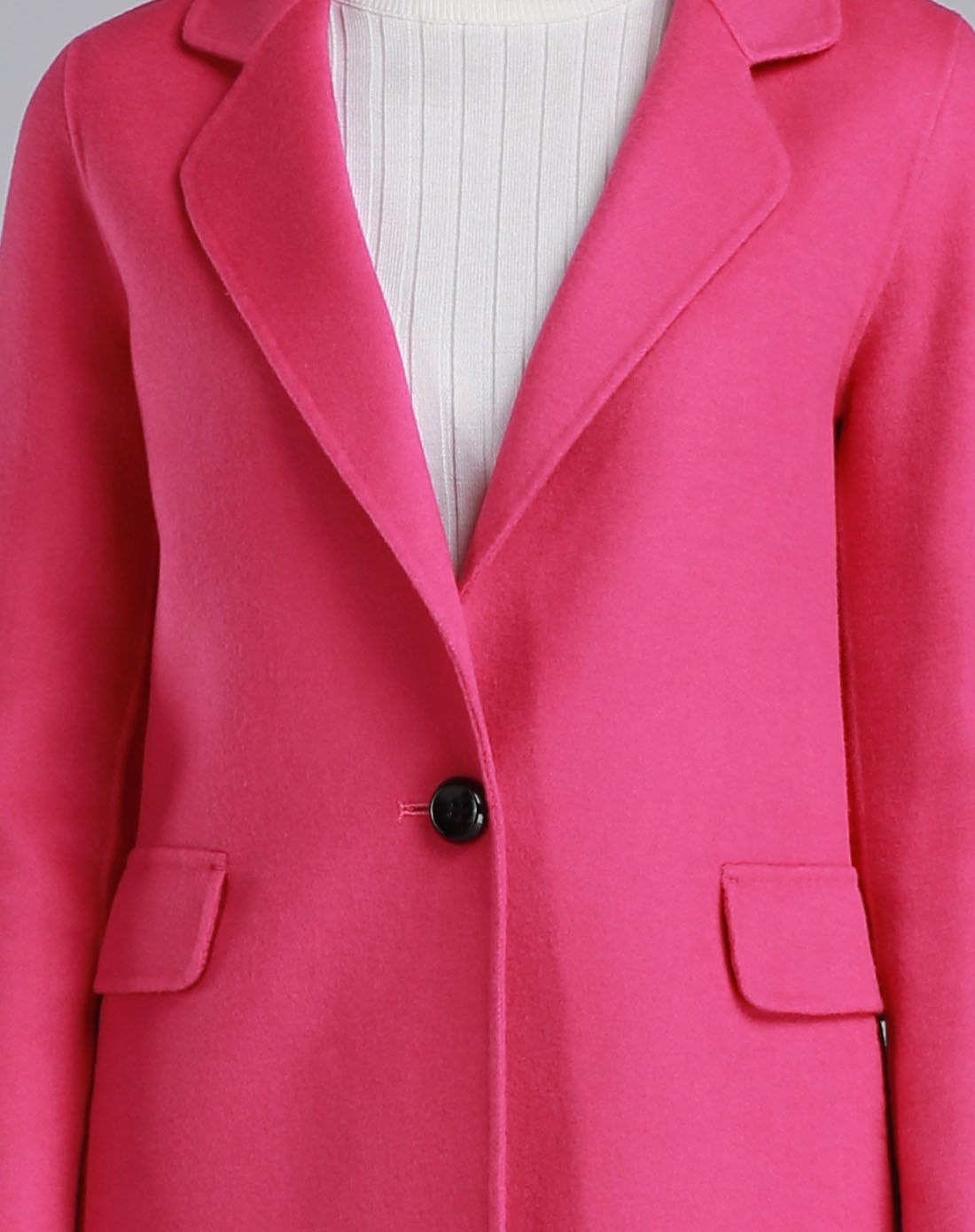 女款浅玫粉色时尚简洁双面羊毛大衣