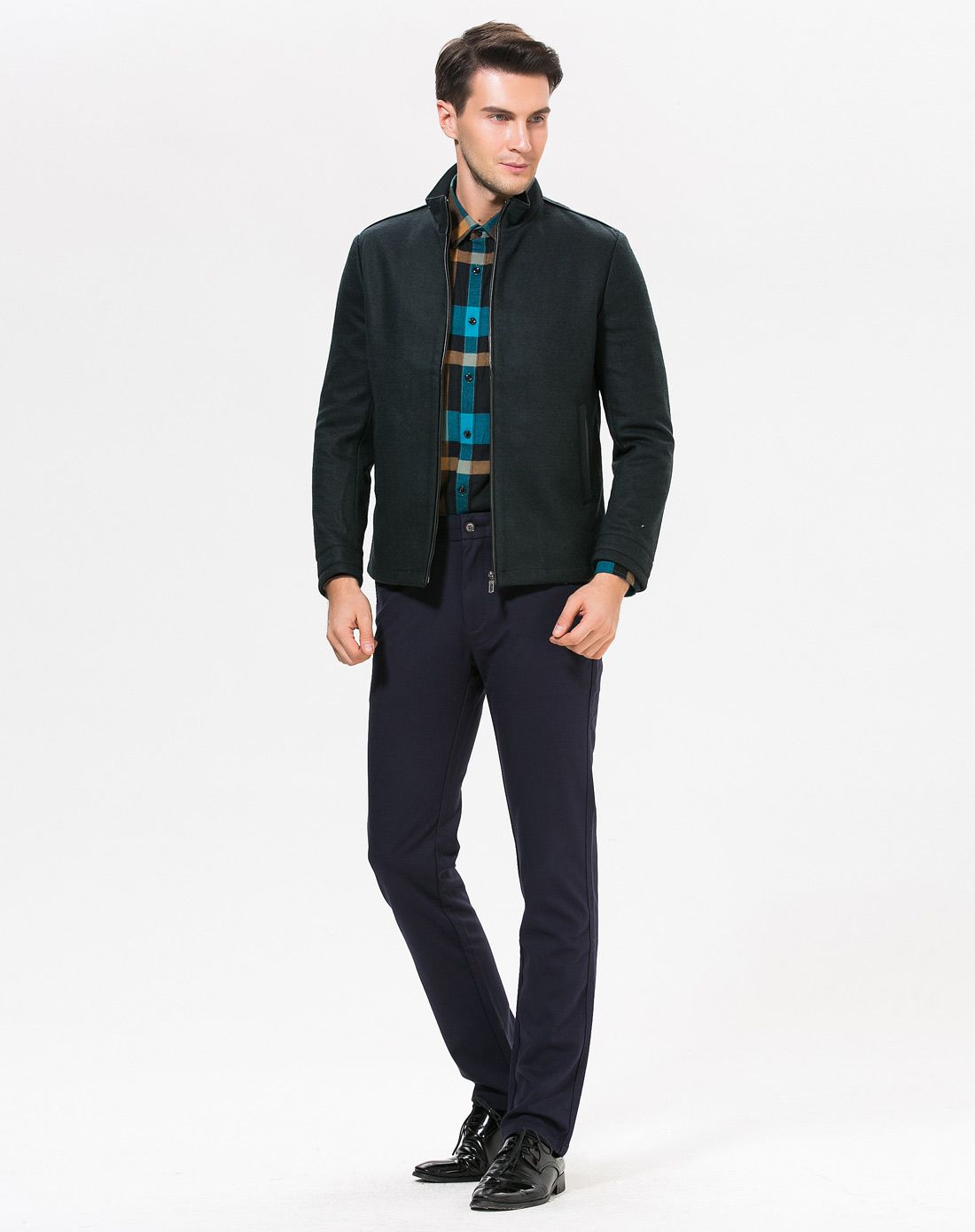 deon男式墨绿经典简约夹克e045070320533_唯品会