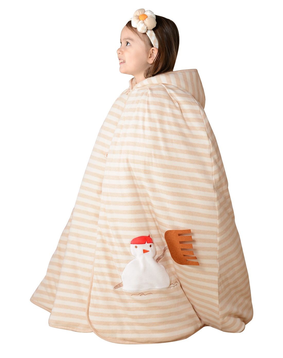 厚棉款雪人彩棉加长加大披风105cm