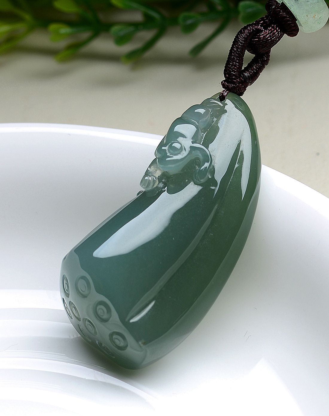 天然a货冰种水润细腻一品青莲翡翠吊坠