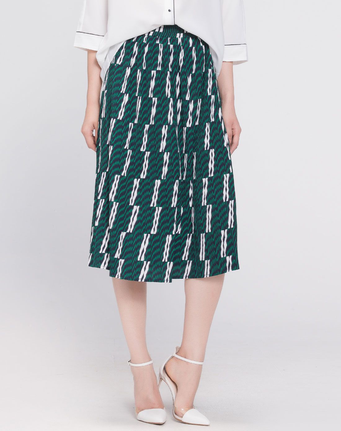 etam绿/多色休闲舒适飘逸裙子016011915136_唯品会