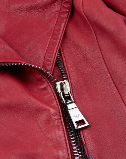 安普里奥·阿玛尼emporio armani女款红色翻领拉链皮衣p2b12pp2p14355
