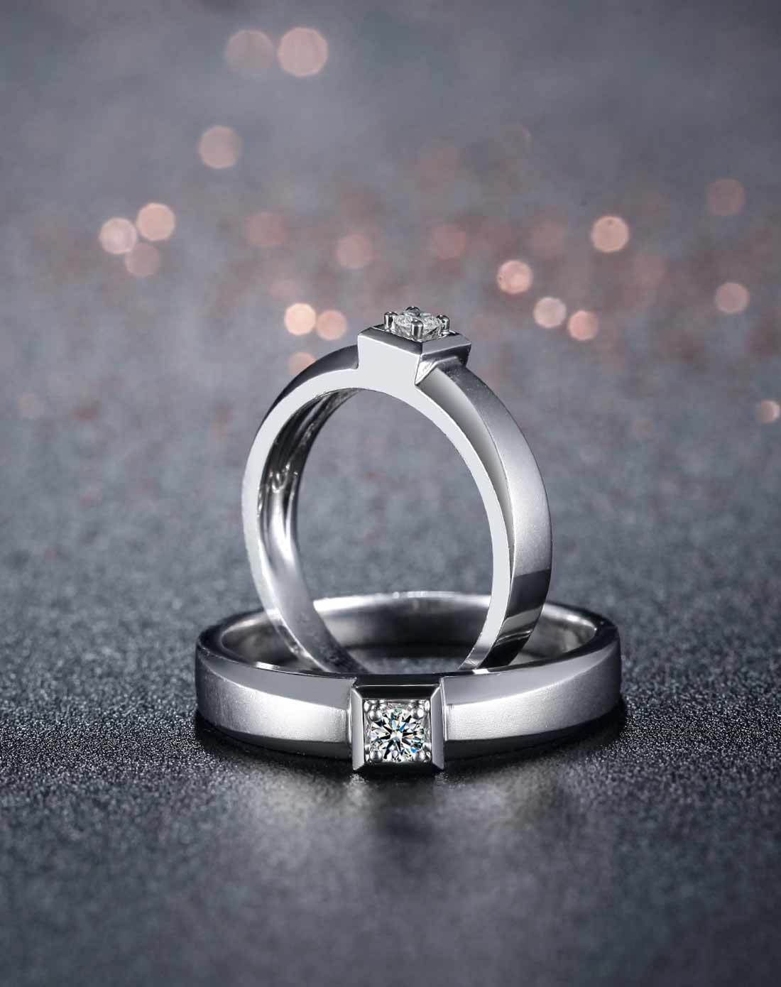 铂金pt950简约经典情侣对戒婚戒男款