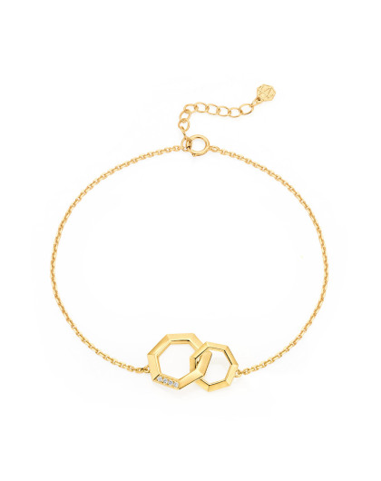 【专柜同款】周大福 七芒星"相依k金镶钻石手链(多色可选)