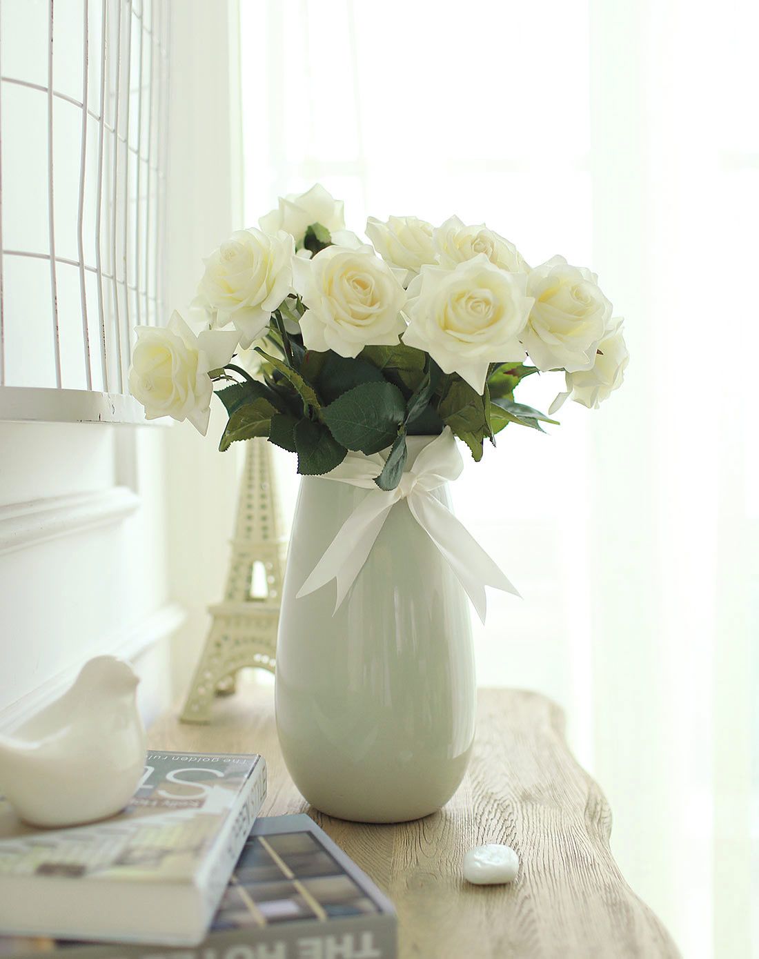 辛蒂瑞拉中号花瓶 20支单色白色玫瑰