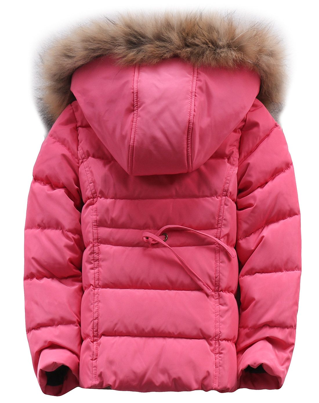 女款玫红色羽绒服