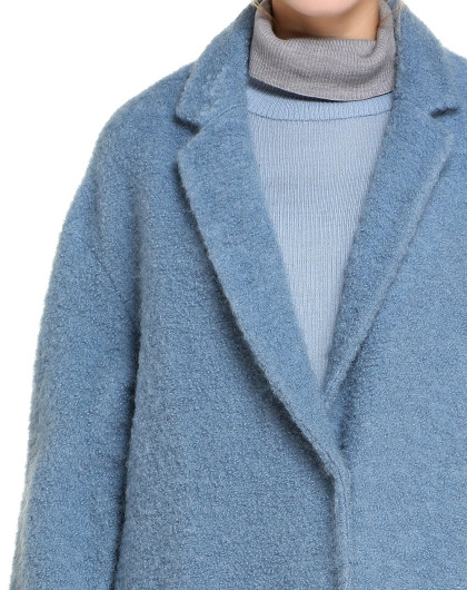 深蓝灰色松身时尚长袖大衣