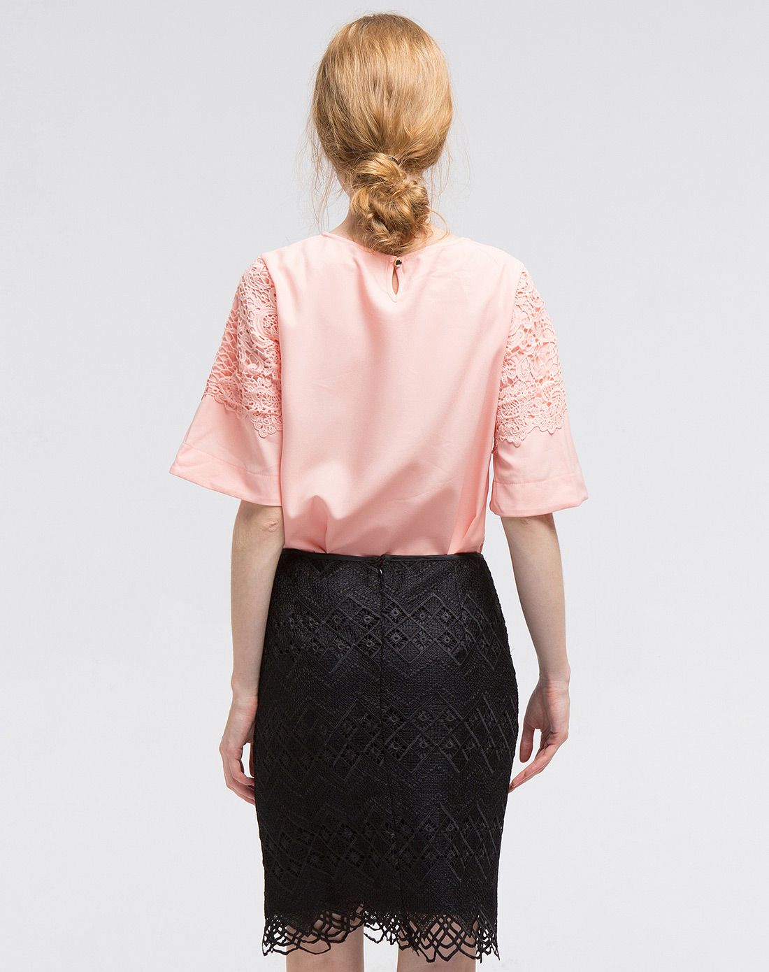 玫瑰粉优雅淑女蕾丝包裙套装