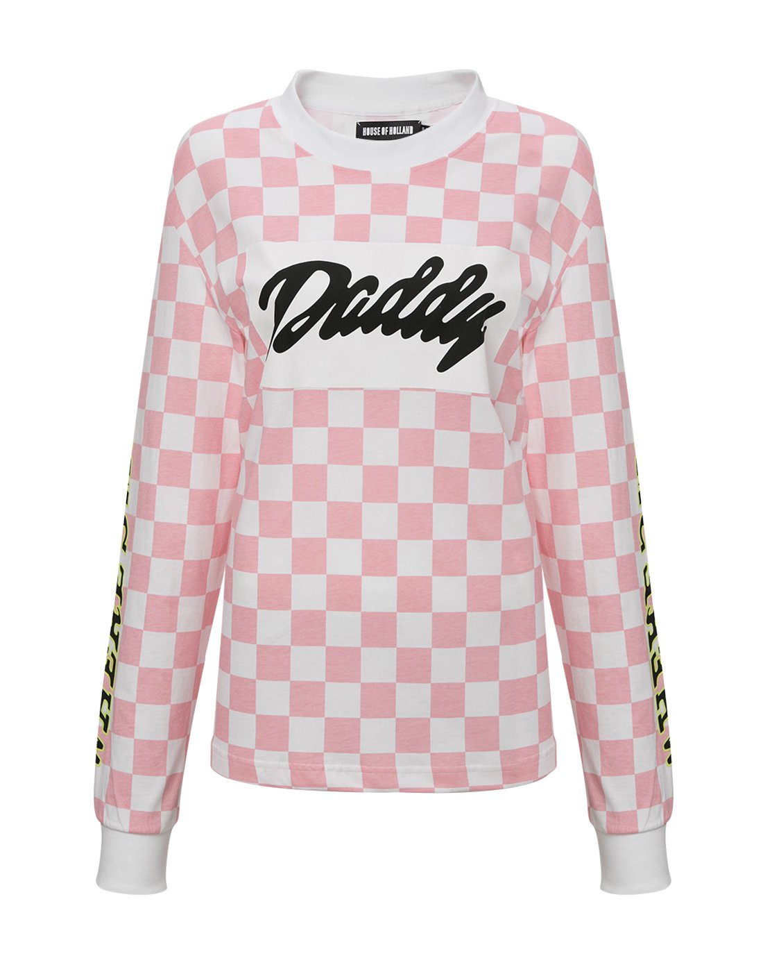 house of holland情侣款格纹字母印花长袖t恤
