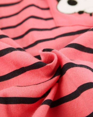 女款瓜红色长袖针织条纹波点家居裙