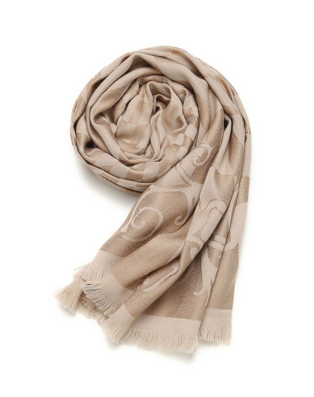 versace 羊绒加丝驼色围巾