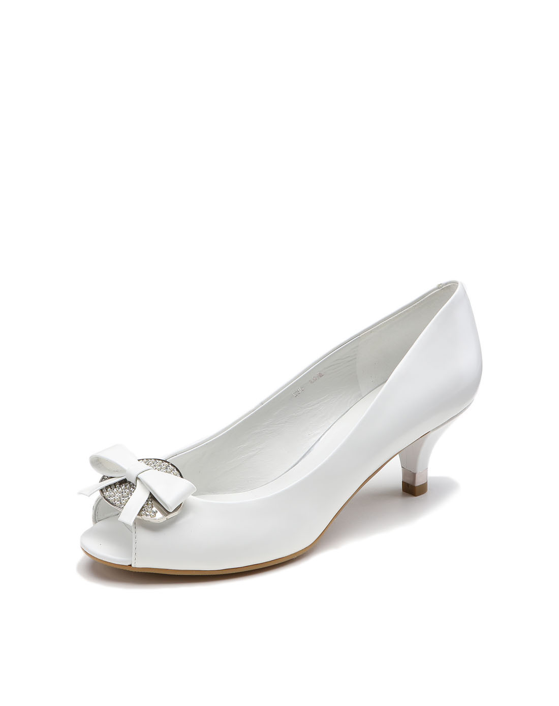 白色平纹牛皮鱼嘴鞋