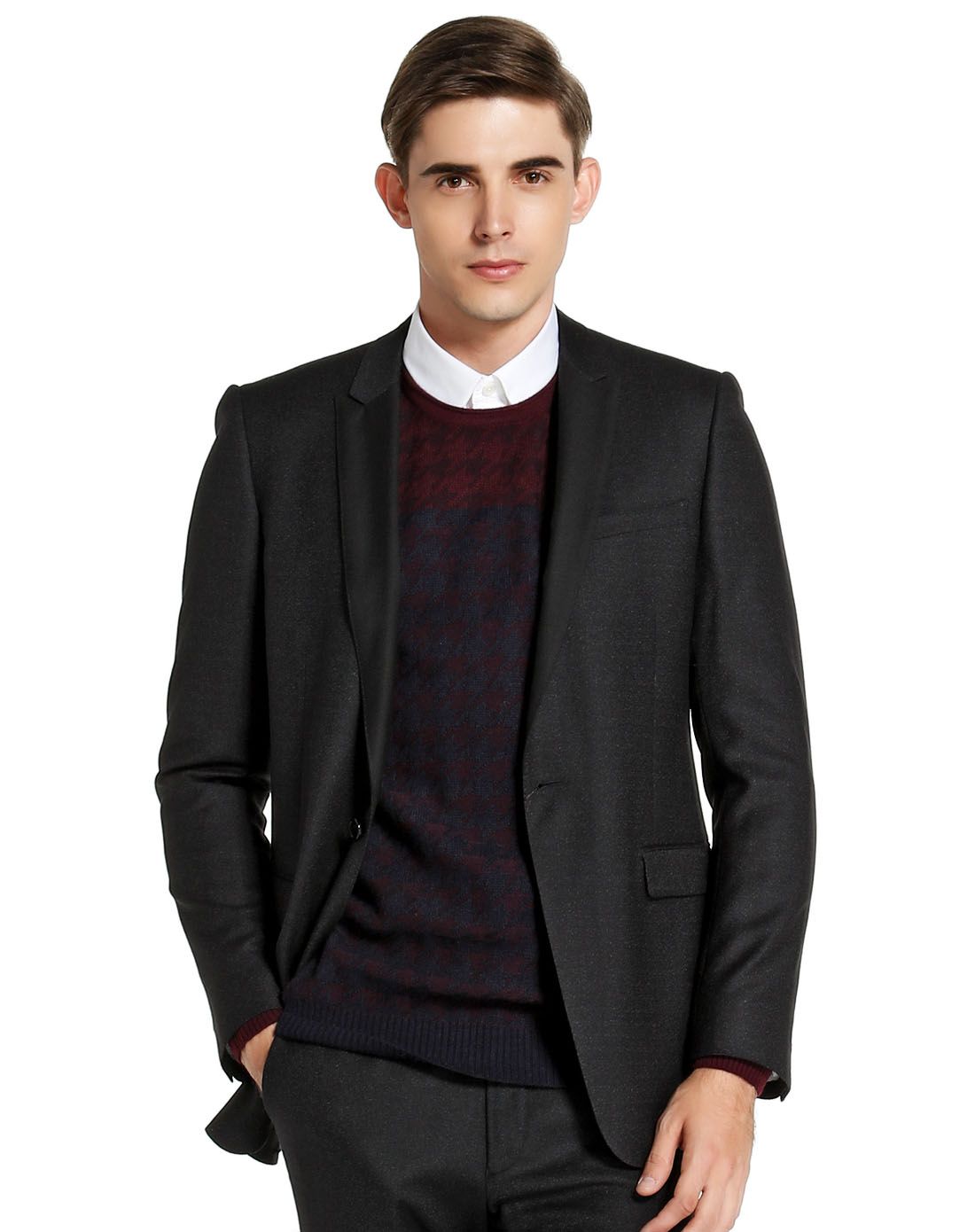 依文&诺丁山男装诺丁山黑色绅士风度长袖西服na74012051_唯品会