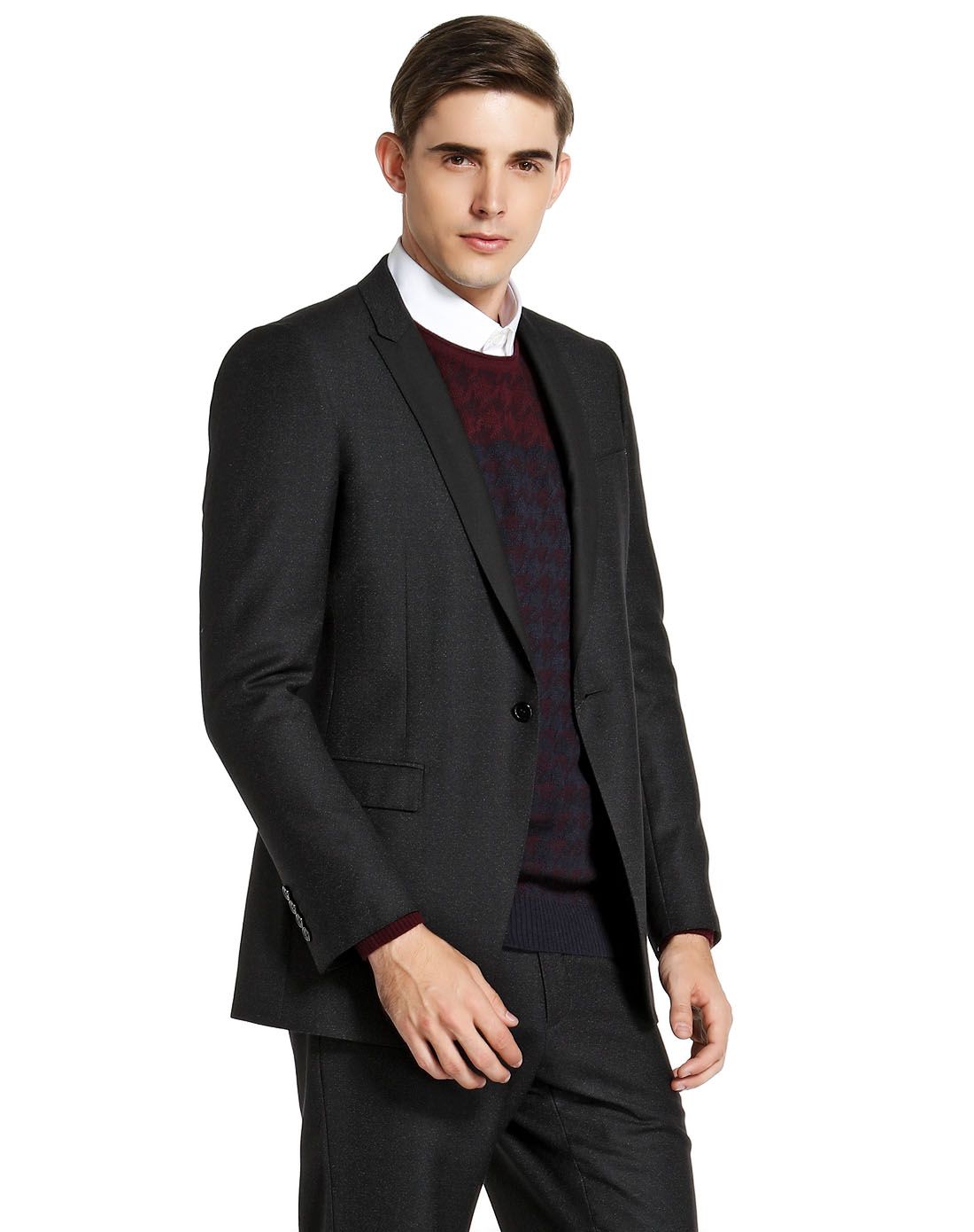 依文&诺丁山男装诺丁山黑色绅士风度长袖西服na74012051_唯品会