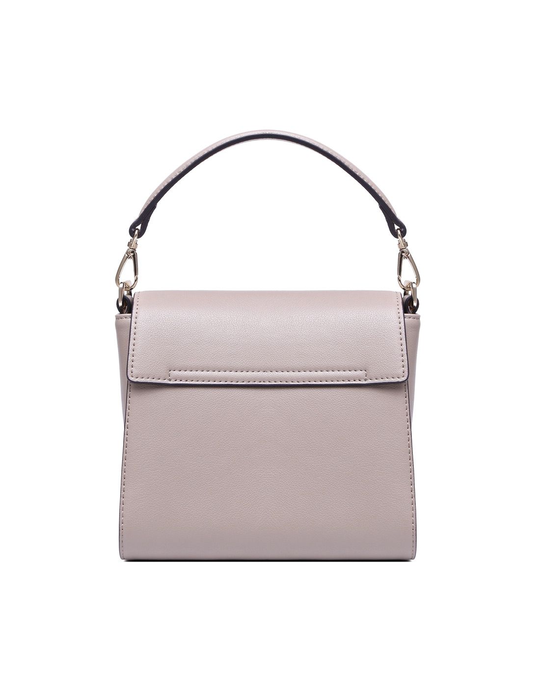 女款灰褐色简约时尚牛皮翻盖单肩包