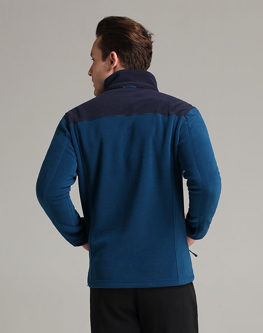 男式铁蓝灰/藏蓝户外复合保暖抓绒服