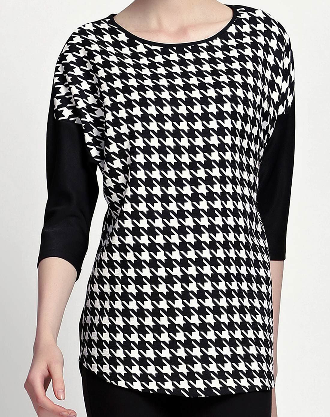 黑白千鸟格单上衣