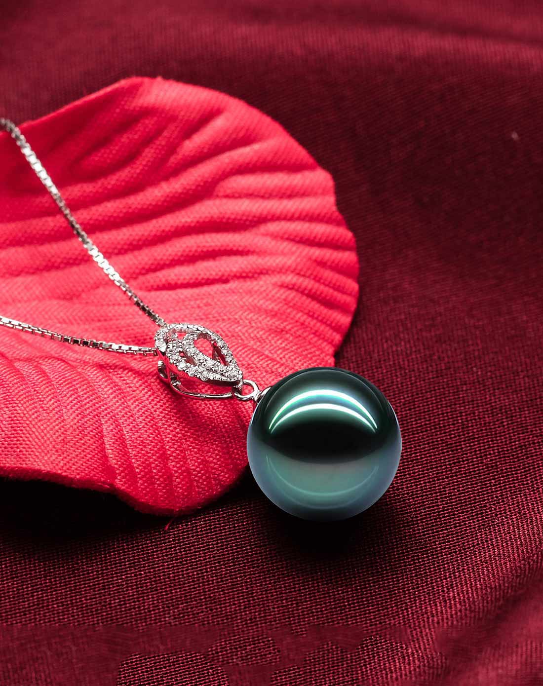 水年华snh珍珠优雅女神款k金大溪地黑珍珠吊坠snh2014334_唯品会