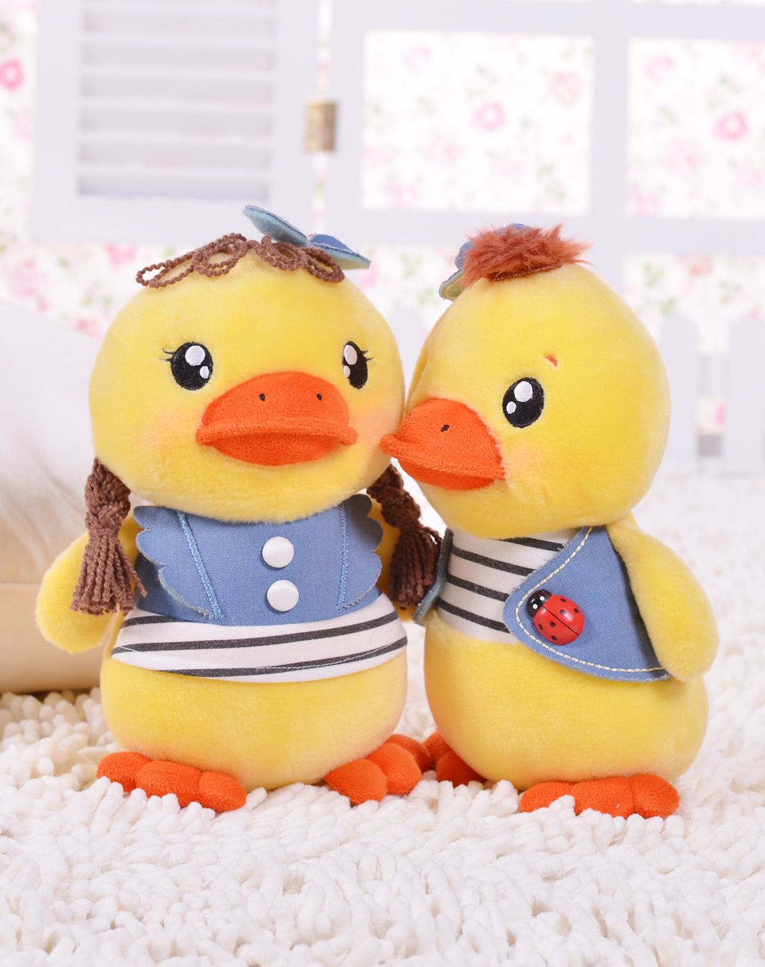 可爱情侣小黄鸭天蓝色马甲