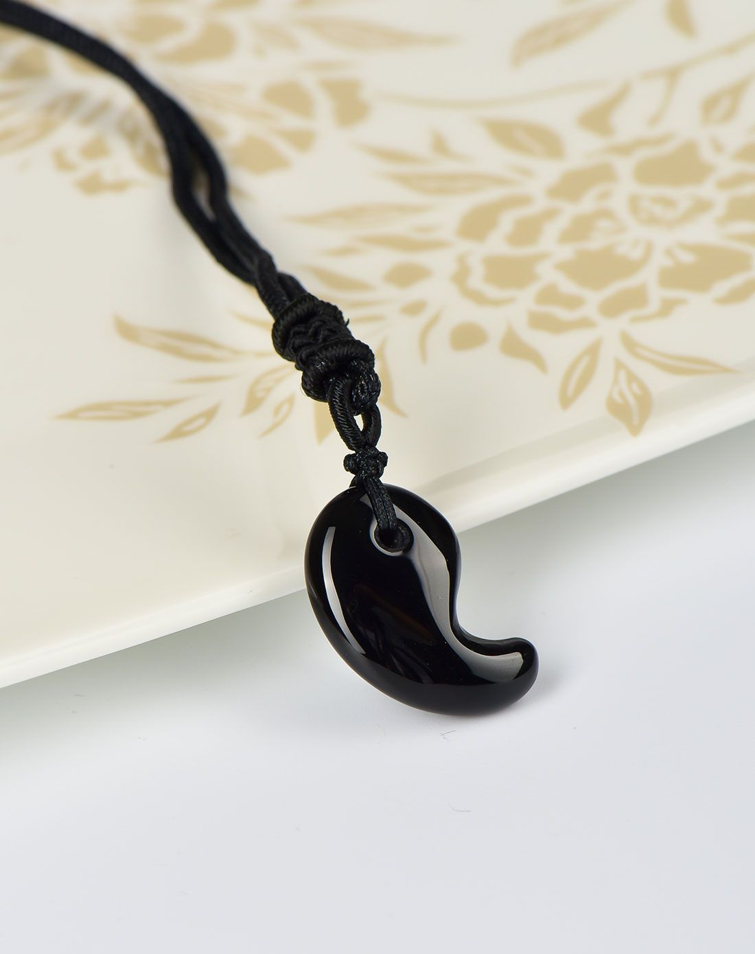 天然黑曜石勾玉吊坠情侣款男款吊坠