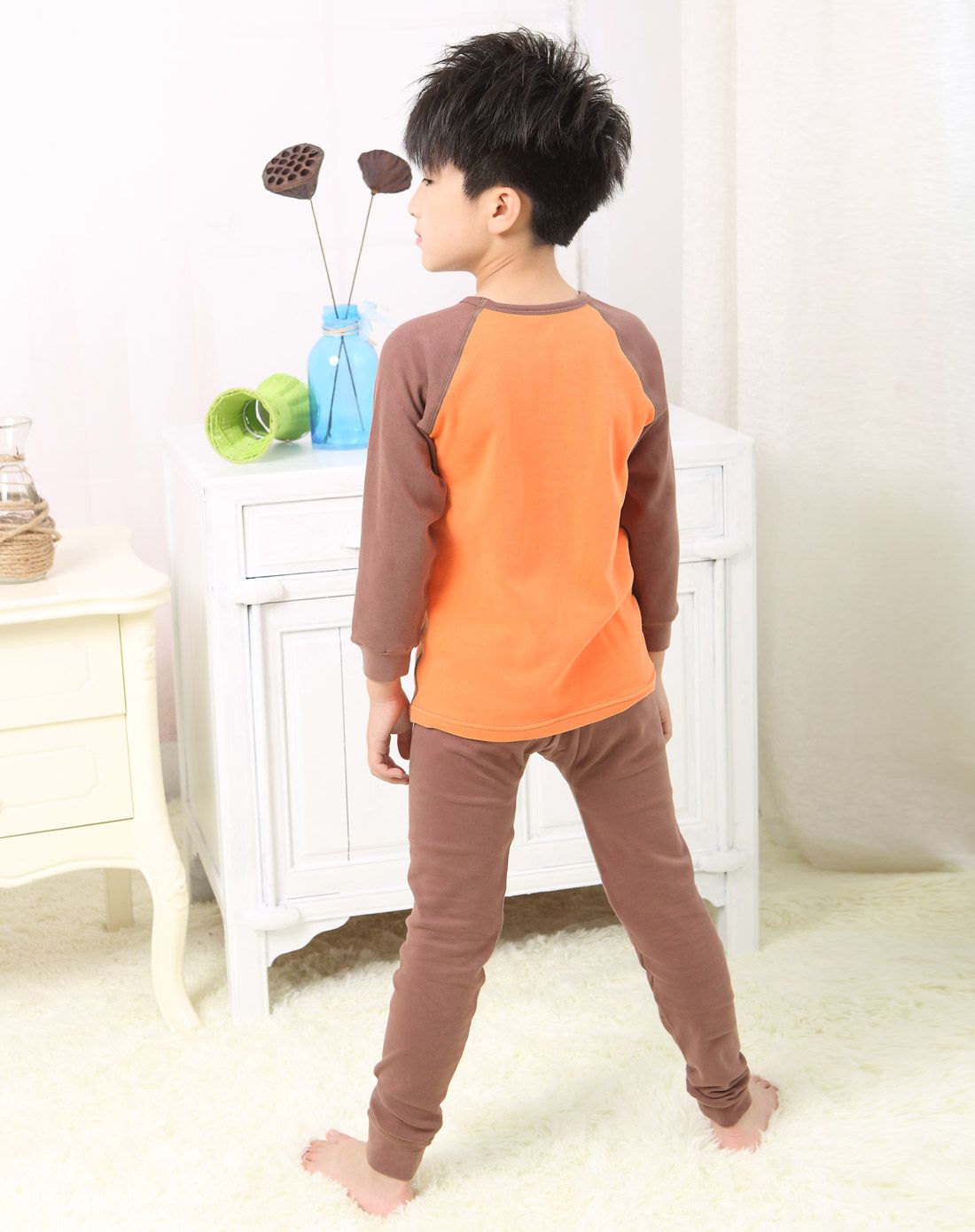 时尚磨毛斜肩儿童男