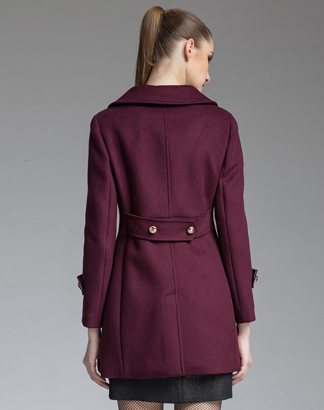 深酒红色经典百搭双排扣长袖大衣