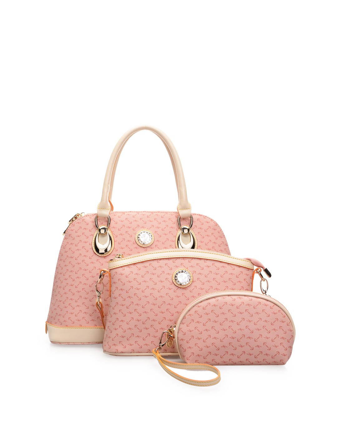 女士粉色贝壳系列子母包三件套