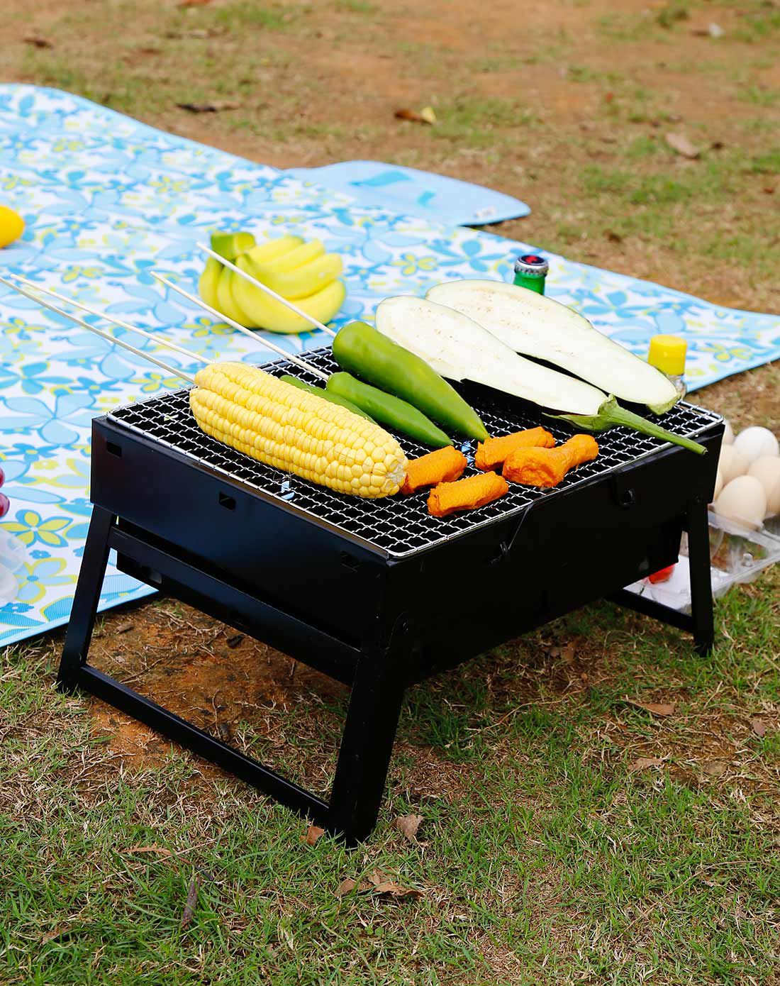 户外野营野炊便携家用木炭烧烤炉-黑色