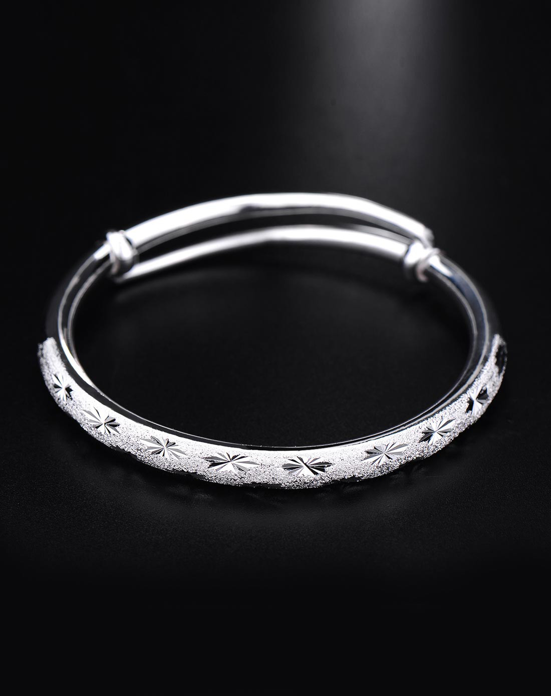 中国黄金 足银 精品满天星圆杆手镯 约40克