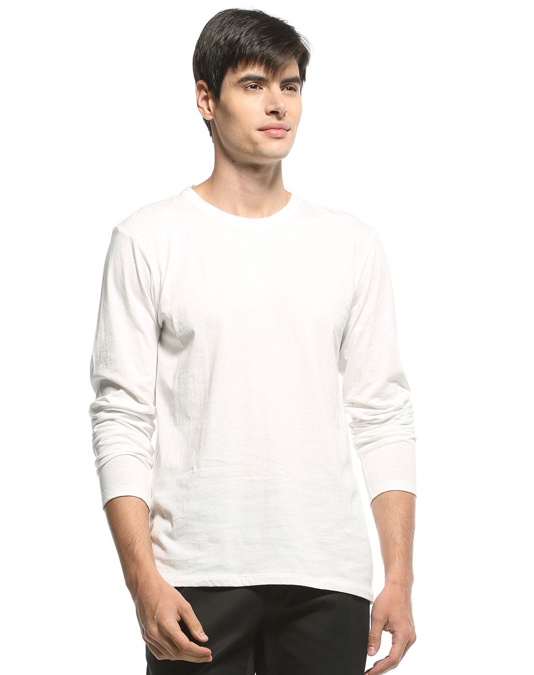 漂白色简约百搭休闲纯色长袖t恤