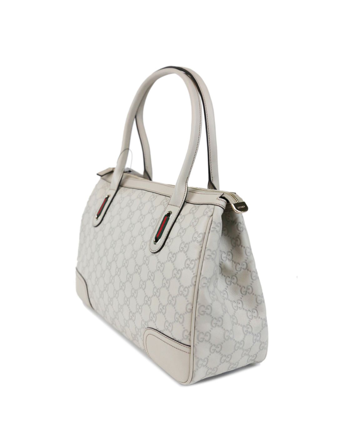 > gucci女士灰白色纯皮单肩包