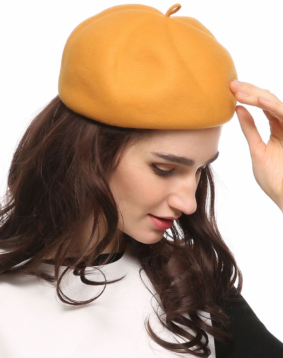 专柜同款全羊毛黄色可爱西瓜帽