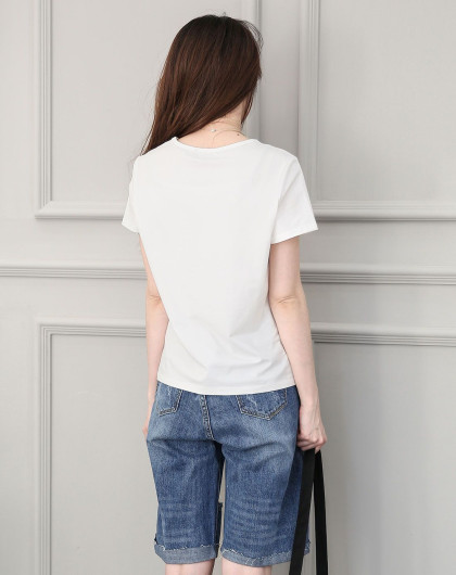 米白女款时尚短袖t恤