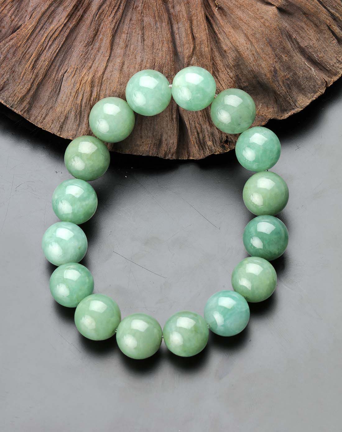 aznavour 13mm油青种优雅温润a货翡翠手串