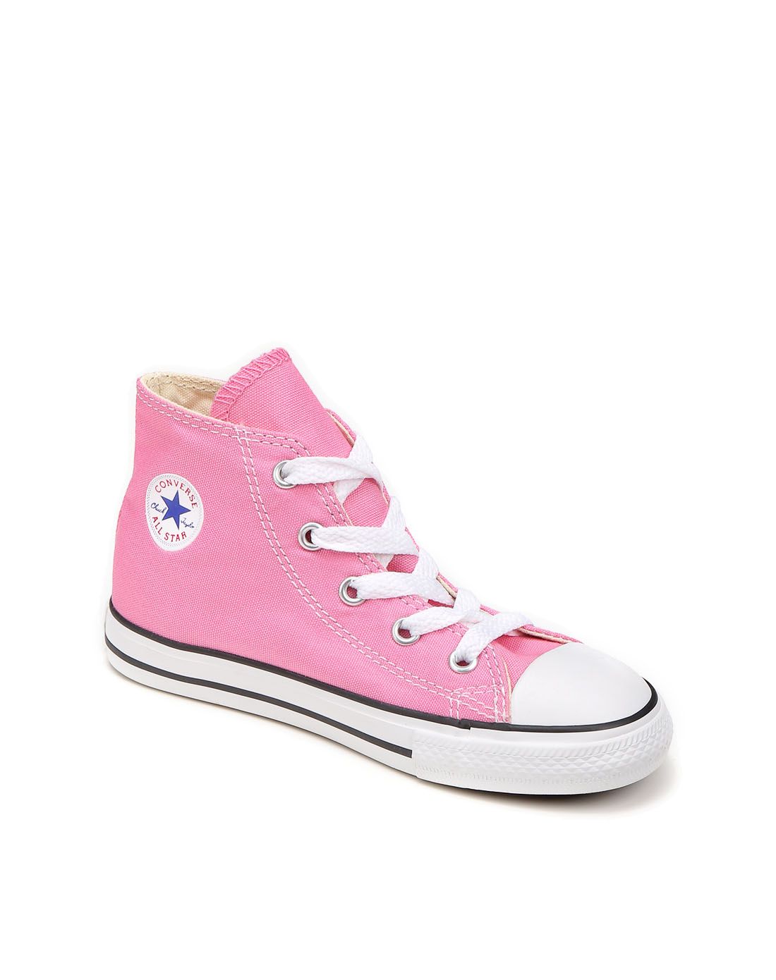 匡威 轻质透气 中性童款粉红色高帮休闲鞋