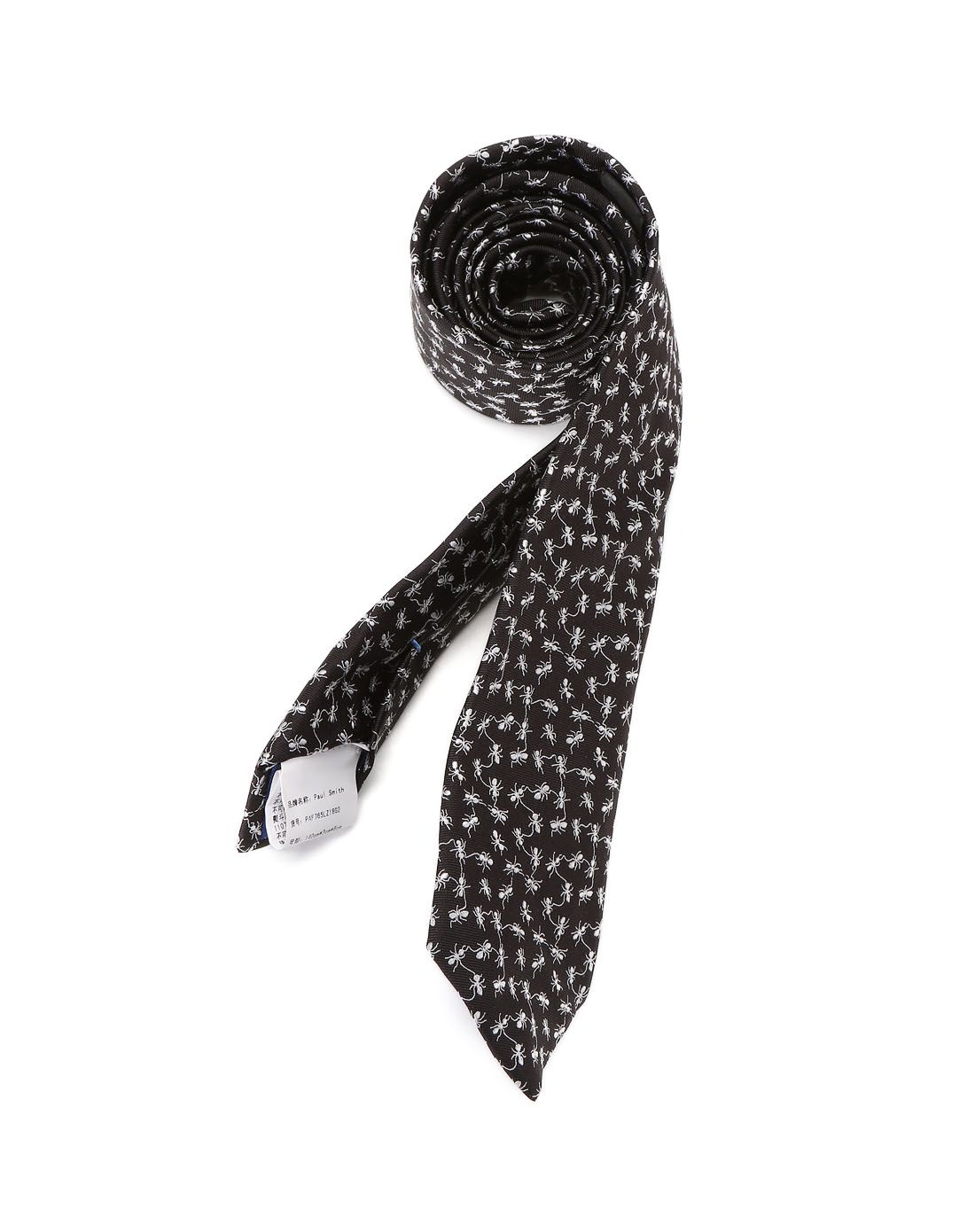 paul smith男款黑色蚂蚁印花桑蚕丝领带