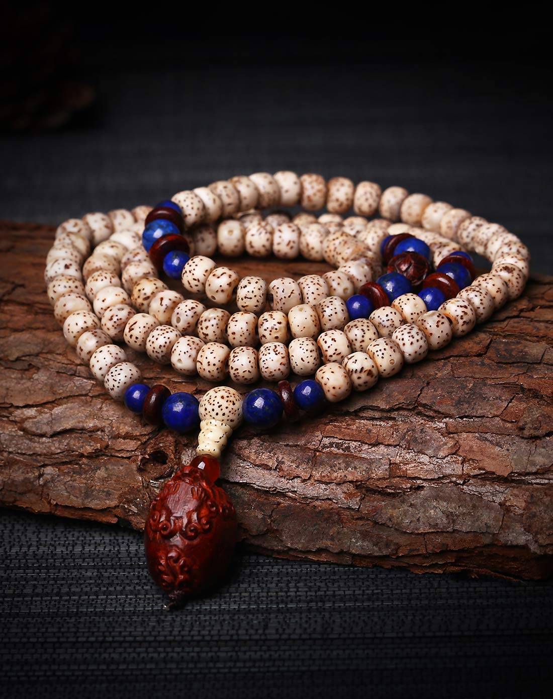 天然干磨正月星月菩提108佛珠紫檀貔貅