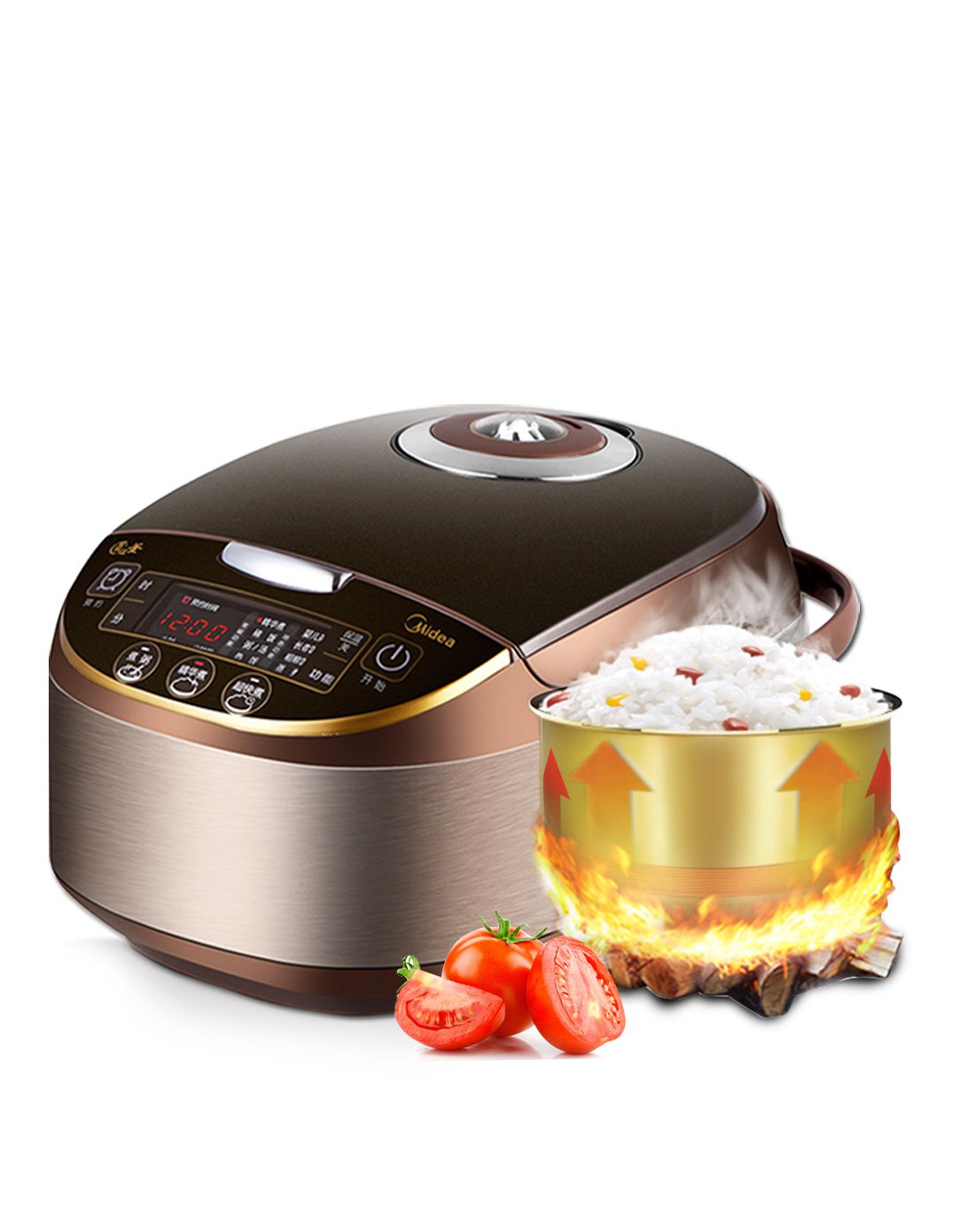 美的高端智能涡轮圆灶釜柴火饭电饭煲5l