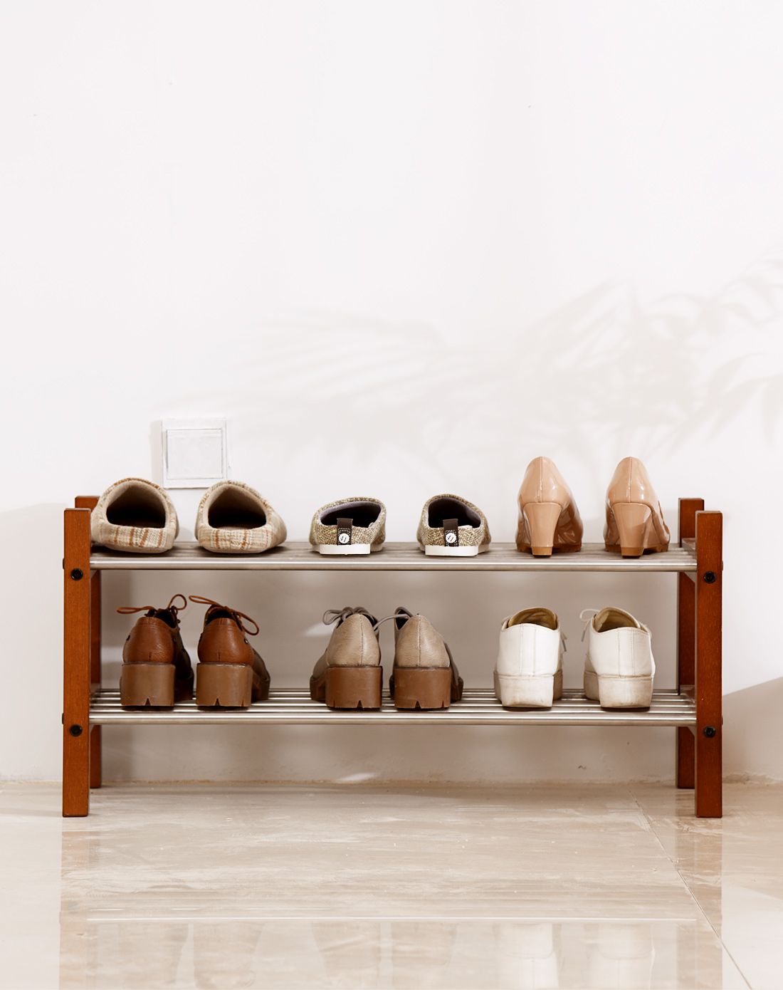 16年新款松木二层鞋架双色可选