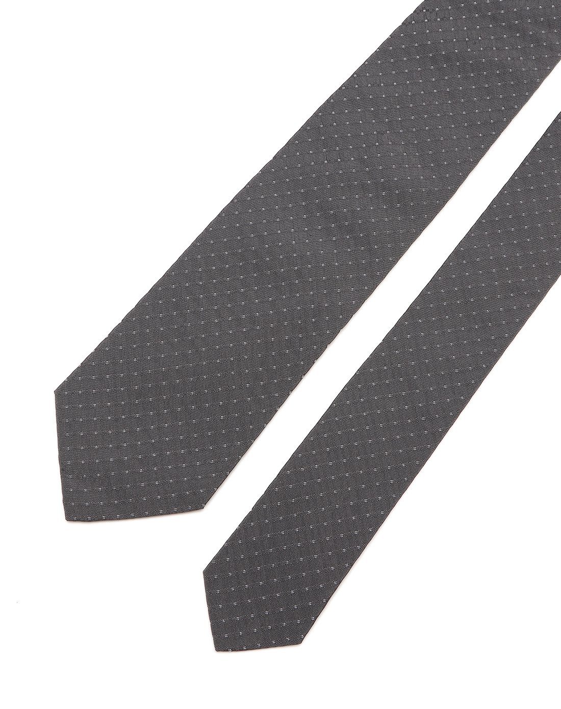 armani collezioni男款深灰色格纹闪点提花蚕丝领带