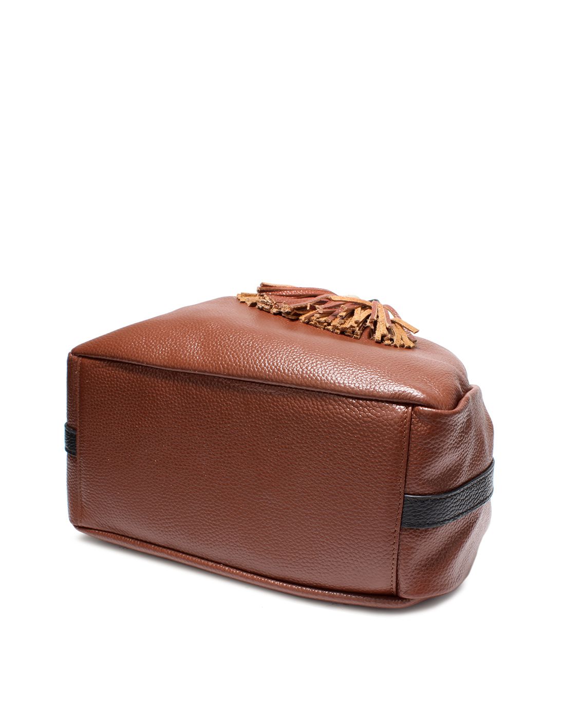 头层牛皮流苏水桶包