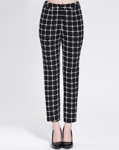 女克白格格纹百搭针织长裤