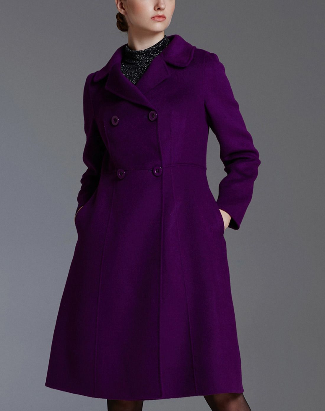 紫色浪漫气质长袖大衣