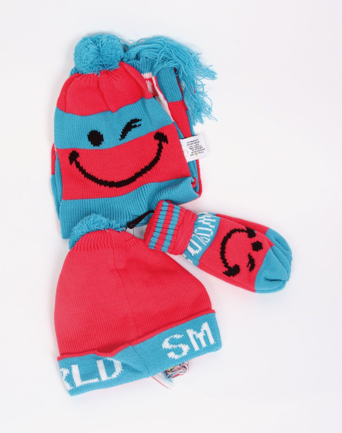 保暖精选童装混合-smileyworld男女中性玫瑰毛线三件套2qw43801091