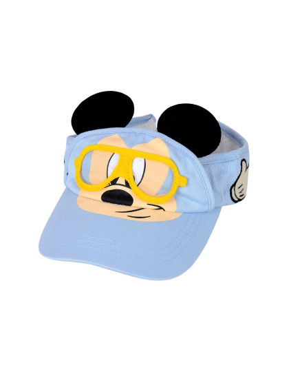 迪士尼中性蓝色米奇印绣花空顶帽