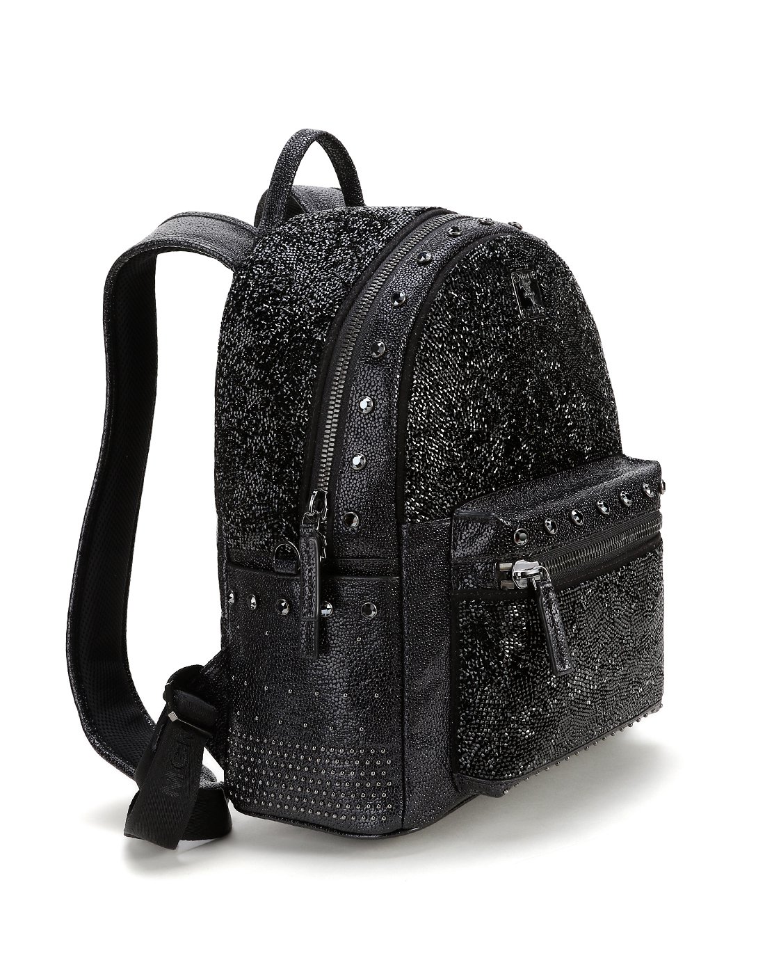 mcm女款仿宝石闪耀双肩包黑色